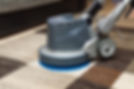 Carpets chemical cleaning with professionally disk machine.