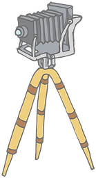 Old fashioned camera on a tripod