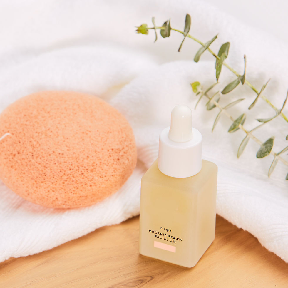 Esponja e óleo facial