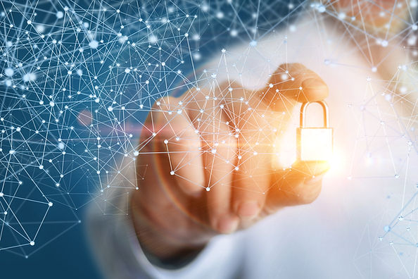 Security sign in the hand of the engineer