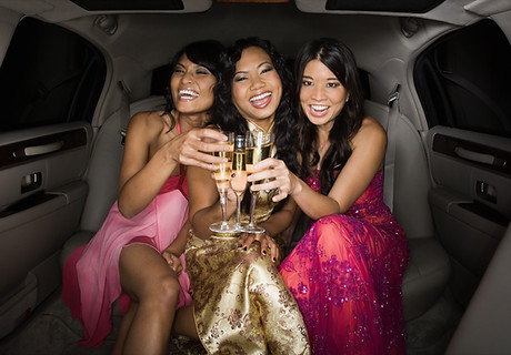 Toasting in Limousine