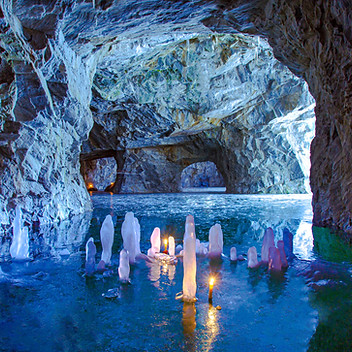 Beautiful peaceful cave, with energy of water and light