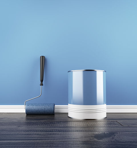 Painting of an empty blue wall