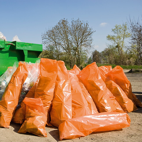 orange garbage bags