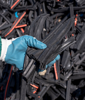 Pieces of Shredded Rubber