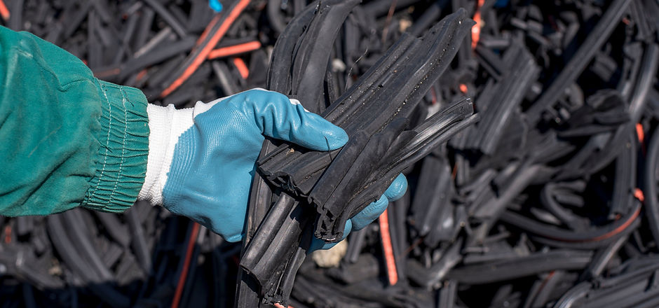 Pieces of Shredded Rubber