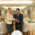 Colleagues in restaurant meeting