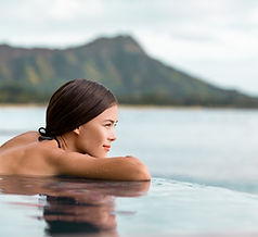 A Woman Looking out of a Swimming Pool