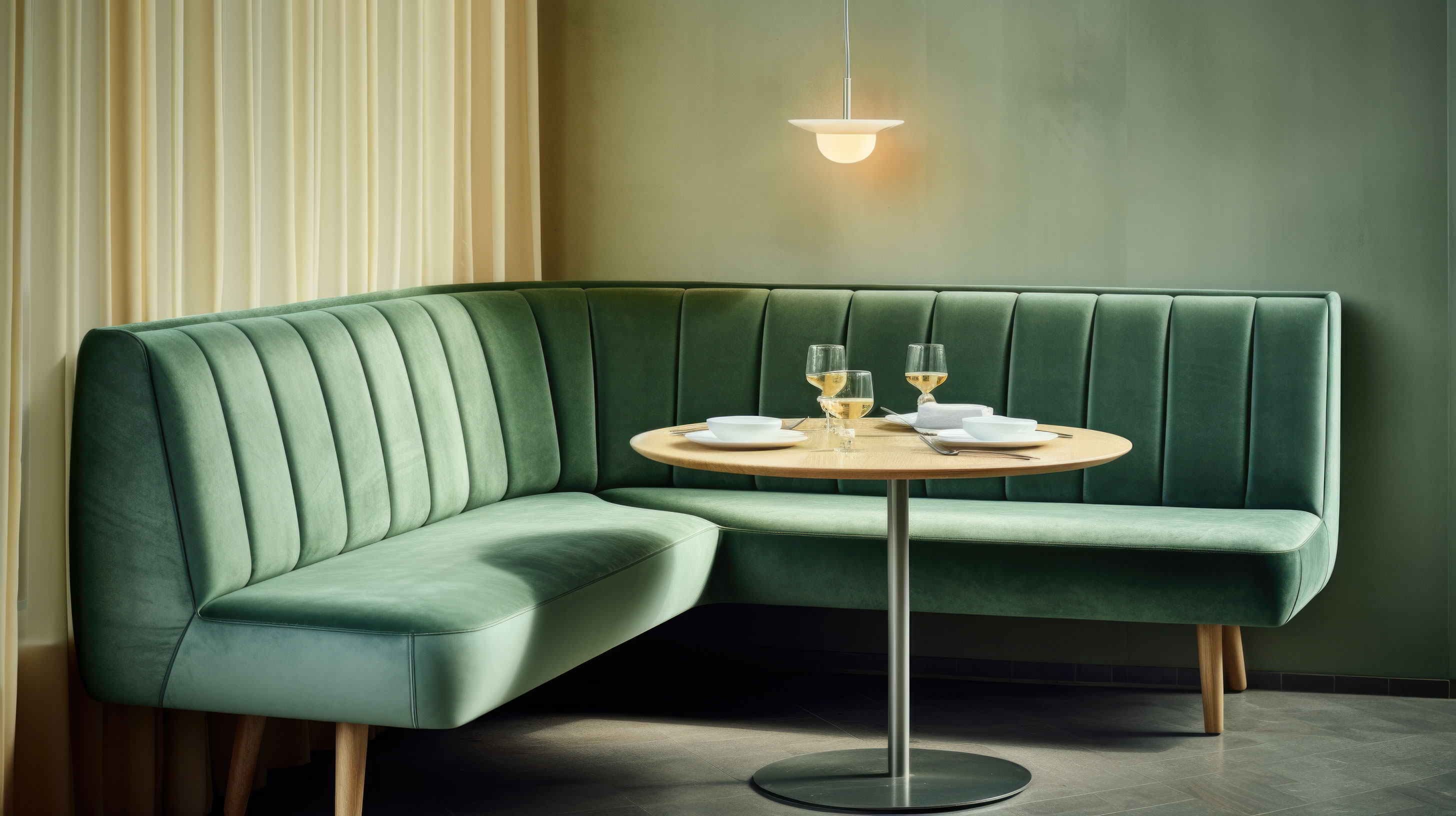 Corner table seating at Toncia