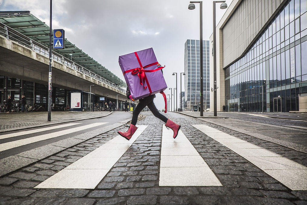 Running with Wrapped Gift