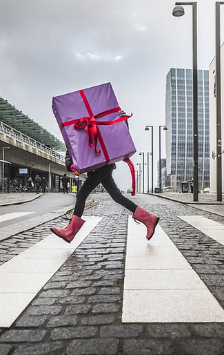 Running with Wrapped Gift