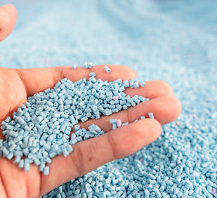 Blaues Kunststoffgranulat