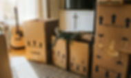 Moving boxes in a living room