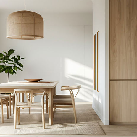 ajout d'une table et chaises, suspension et plante