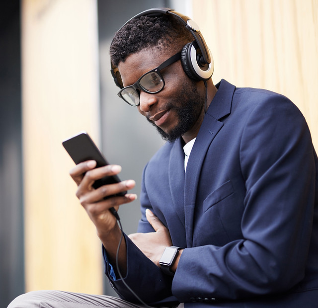 A Young man wearing headphones