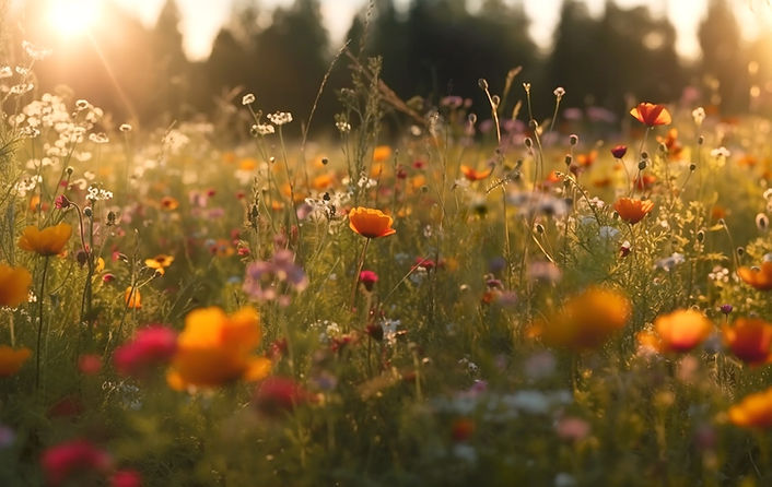 Champ de fleurs sauvages ensoleillé