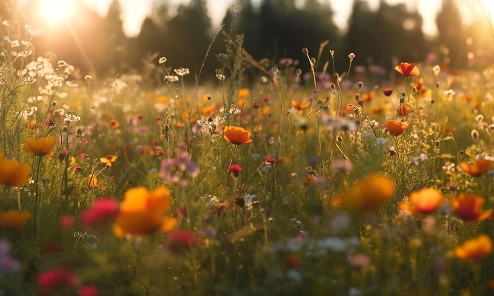 Champ de fleurs sauvages ensoleillé