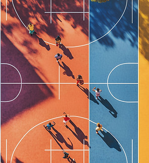 Colorful Basketball Court Scene