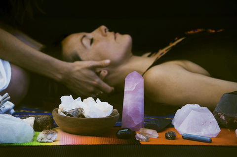 Reiki crystal healing session for relaxation