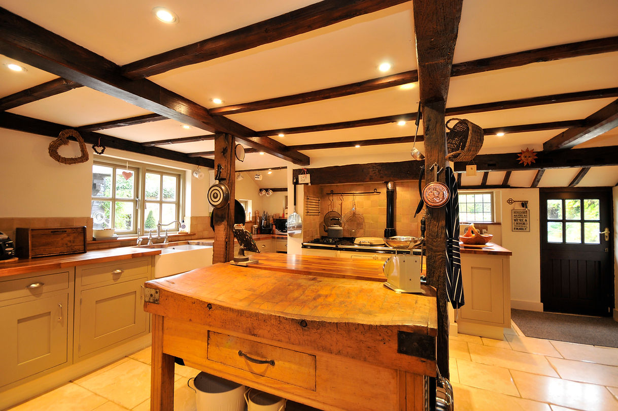 Interior views of an old English cottage showing decor and lifestyle