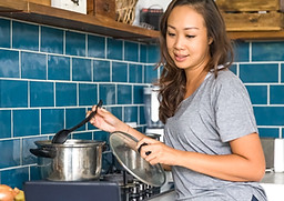 Cooking in the kitchen