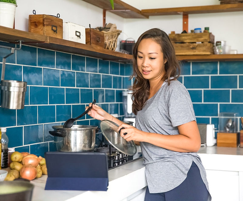 Cooking in the kitchen