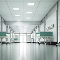 Hospital floor with bed