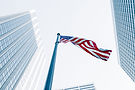 American Flag with Buildings
