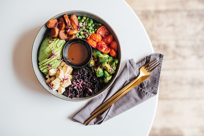 Healthy Salad in bowl with napkin