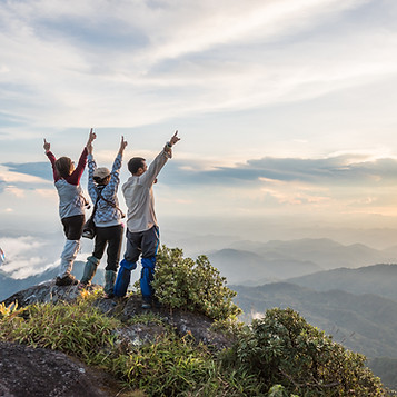 Hikers at mountain summit