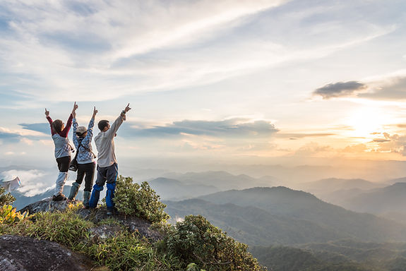 Hikers at mountain summit