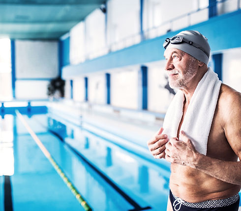 An older man at the swimming pool