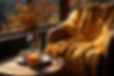 Autumn Vibes with a chair and orange blanket by a window