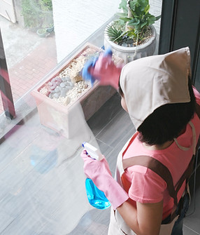 Person Cleaning Window