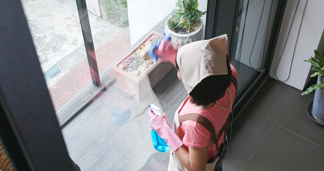 Person Cleaning Window