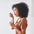 Woman eating yogurt