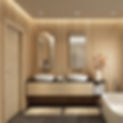 Luxurious bathroom with wooden panels installed