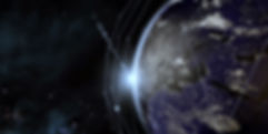 Earth globe view from space at night with global communication network