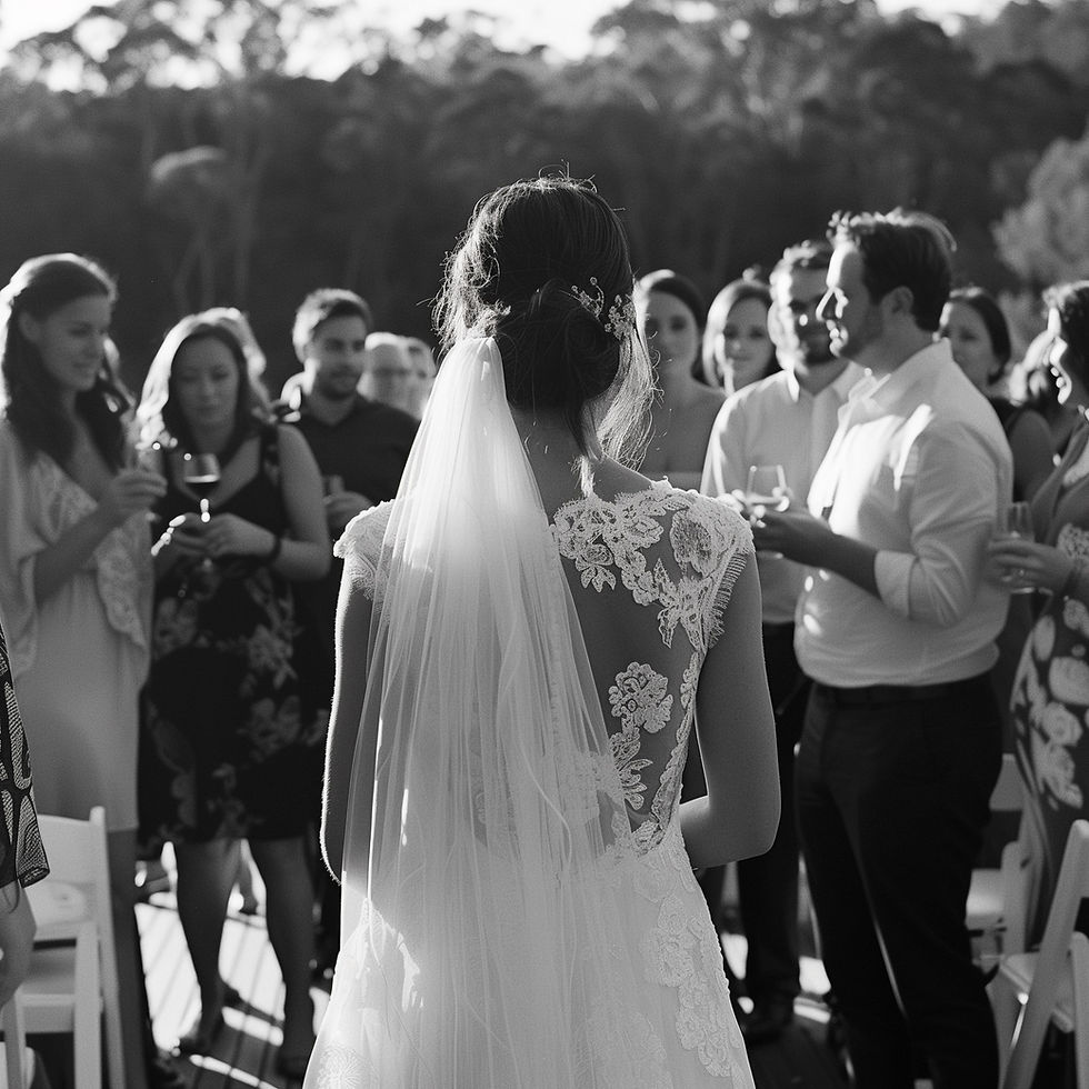 Bride at outdoor gathering