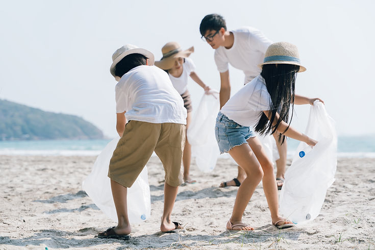 Family Collecting Plastic Wastes