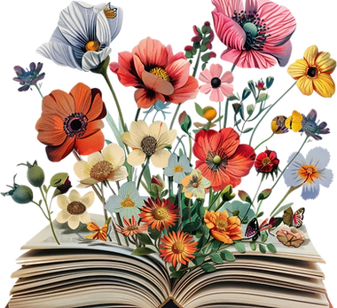 Open Book with Flowers