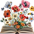 Livro aberto com flores