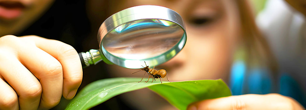 Kids Exploring with Magnifier