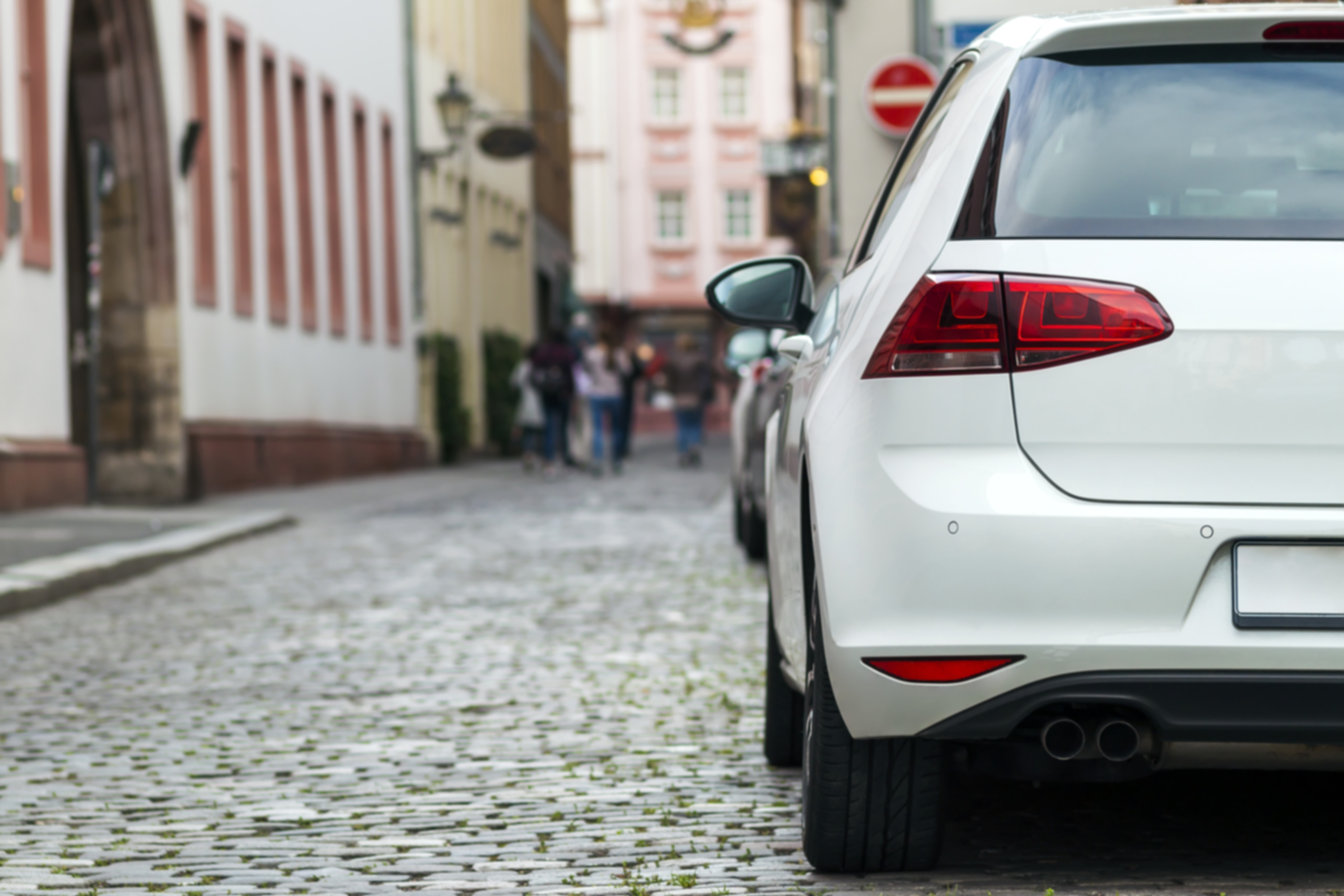 The back of a white car