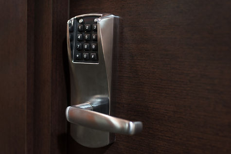 Hotel door handle with electronic security number system