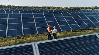 Solar grid in a field.