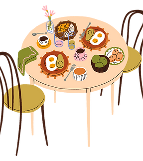 朝食のテーブルイラスト