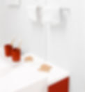 Red and White Bathroom