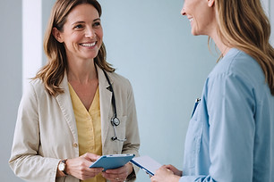 ノートについて話し合う医師たち