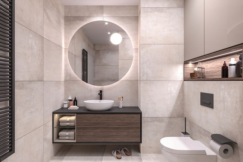 Luxurious bathroom interior render